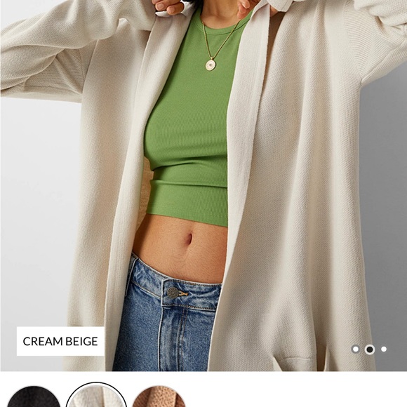 Open front hooded sweater cardigan with pockets. - Picture 4 of 8